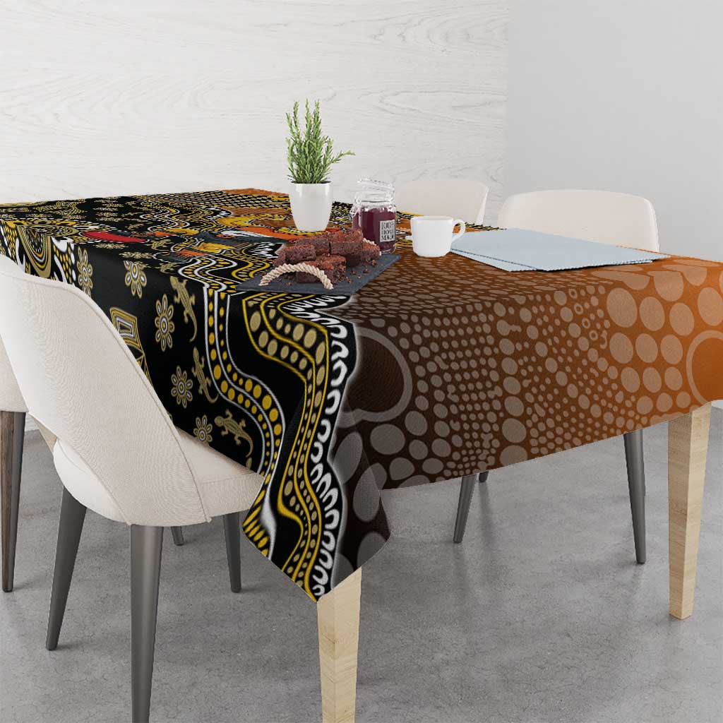 Personalized Giants Football Mascot Tablecloth Aboriginal Dot Art Style Vibrant Indigenous Pattern Design