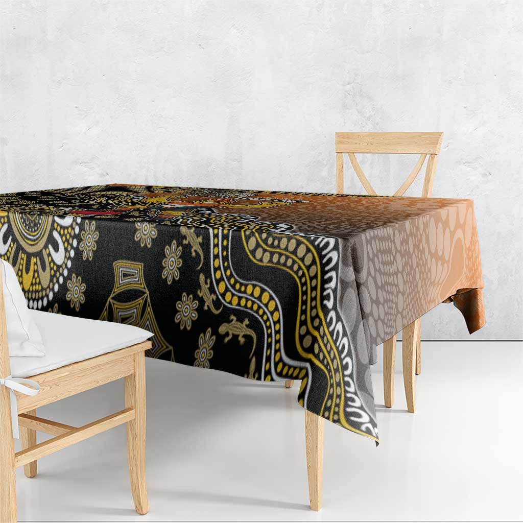 Personalized Giants Football Mascot Tablecloth Aboriginal Dot Art Style Vibrant Indigenous Pattern Design