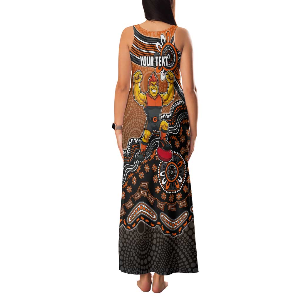 Personalized Giants Football Mascot Tank Maxi Dress Aboriginal Dot Art Style Vibrant Indigenous Pattern Design