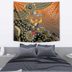 Personalized Giants Football Mascot Tapestry Aboriginal Dot Art Style Vibrant Indigenous Pattern Design