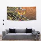 Personalized Giants Football Mascot Tapestry Aboriginal Dot Art Style Vibrant Indigenous Pattern Design
