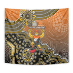 Personalized Giants Football Mascot Tapestry Aboriginal Dot Art Style Vibrant Indigenous Pattern Design