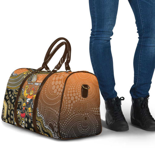 Personalized Giants Football Mascot Travel Bag Aboriginal Dot Art Style Vibrant Indigenous Pattern Design