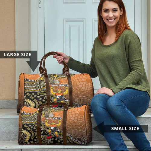 Personalized Giants Football Mascot Travel Bag Aboriginal Dot Art Style Vibrant Indigenous Pattern Design