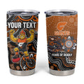 Personalized Giants Football Mascot Tumbler Cup Aboriginal Dot Art Style Vibrant Indigenous Pattern Design