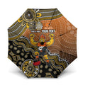 Personalized Giants Football Mascot Umbrella Aboriginal Dot Art Style Vibrant Indigenous Pattern Design