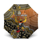 Personalized Giants Football Mascot Umbrella Aboriginal Dot Art Style Vibrant Indigenous Pattern Design