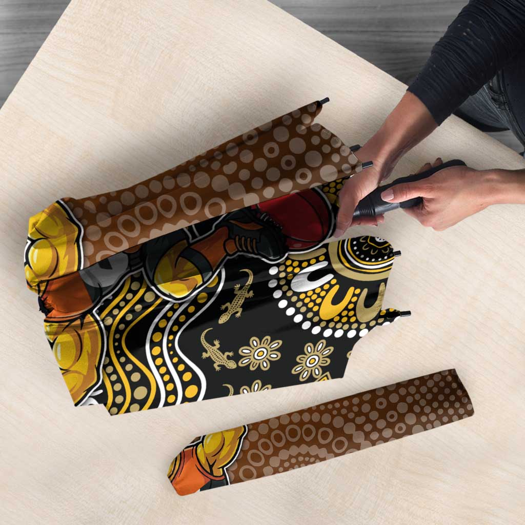 Personalized Giants Football Mascot Umbrella Aboriginal Dot Art Style Vibrant Indigenous Pattern Design