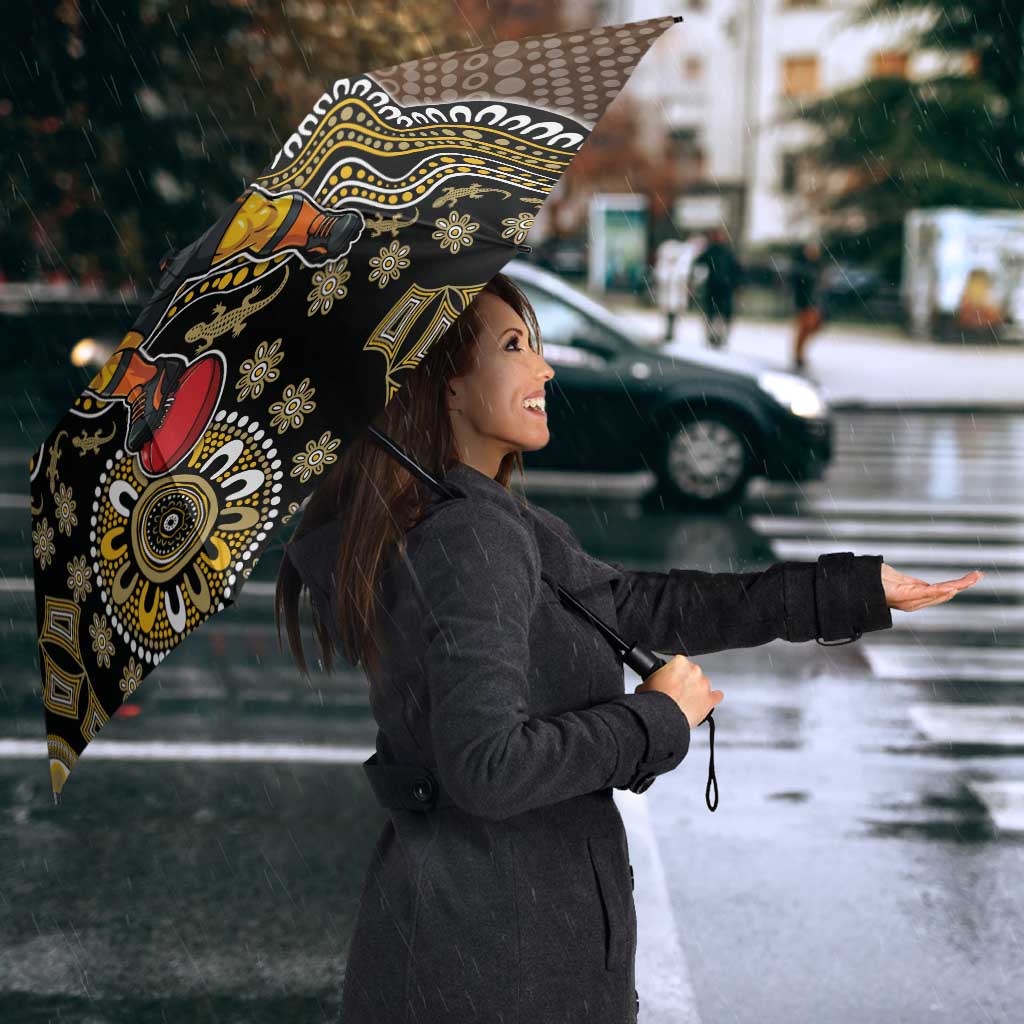 Personalized Giants Football Mascot Umbrella Aboriginal Dot Art Style Vibrant Indigenous Pattern Design