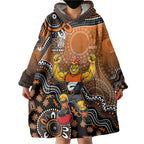 Personalized Giants Football Mascot Wearable Blanket Hoodie Aboriginal Dot Art Style Vibrant Indigenous Pattern Design