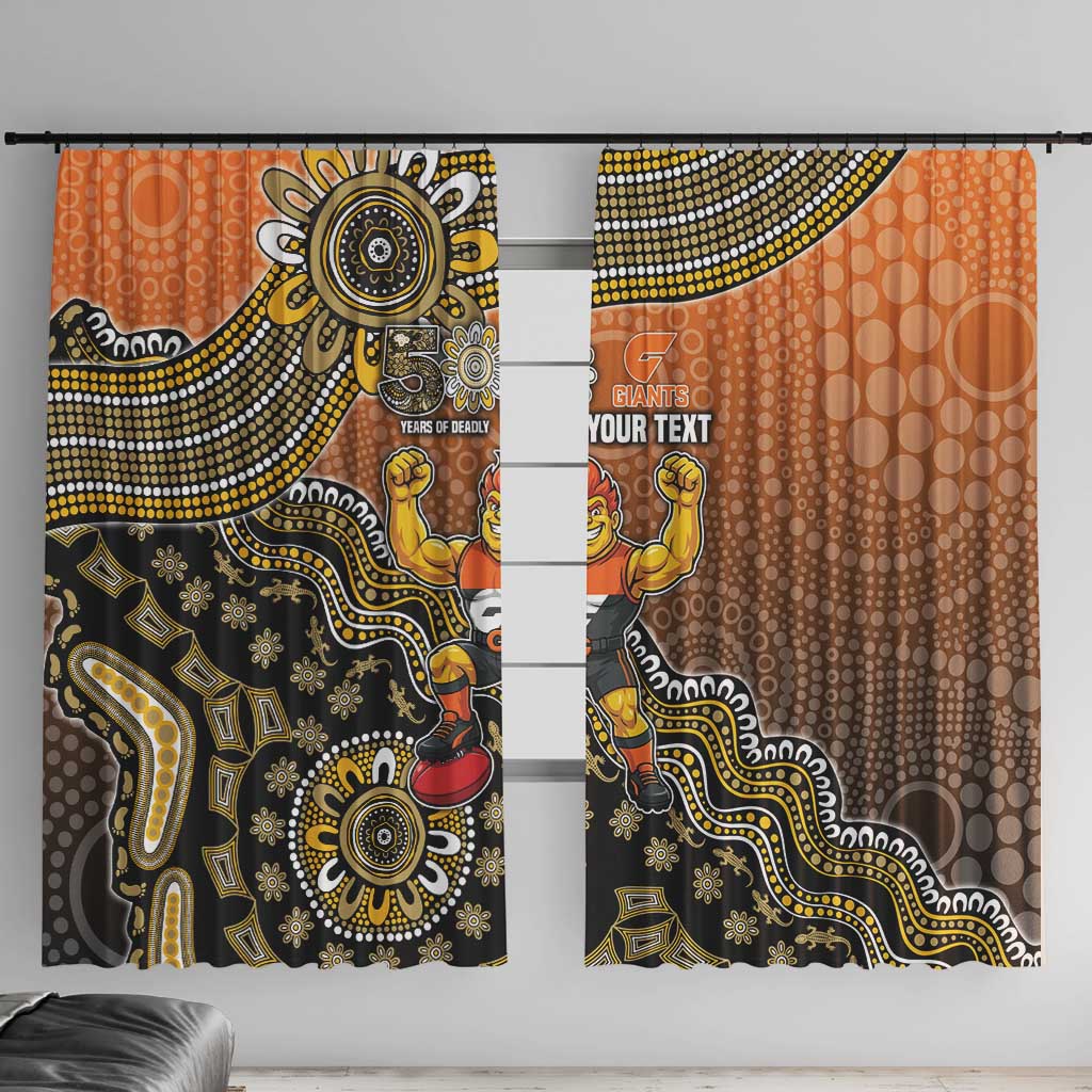Personalized Giants Football Mascot Window Curtain Aboriginal Dot Art Style Vibrant Indigenous Pattern Design