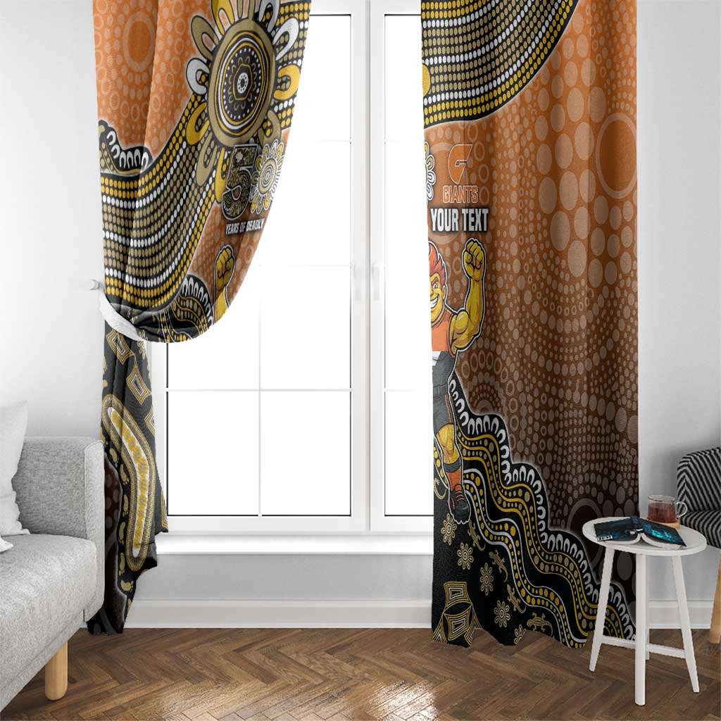 Personalized Giants Football Mascot Window Curtain Aboriginal Dot Art Style Vibrant Indigenous Pattern Design