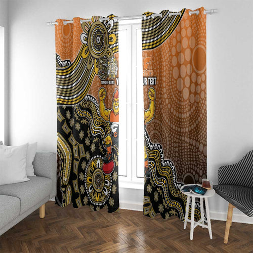 Personalized Giants Football Mascot Window Curtain Aboriginal Dot Art Style Vibrant Indigenous Pattern Design