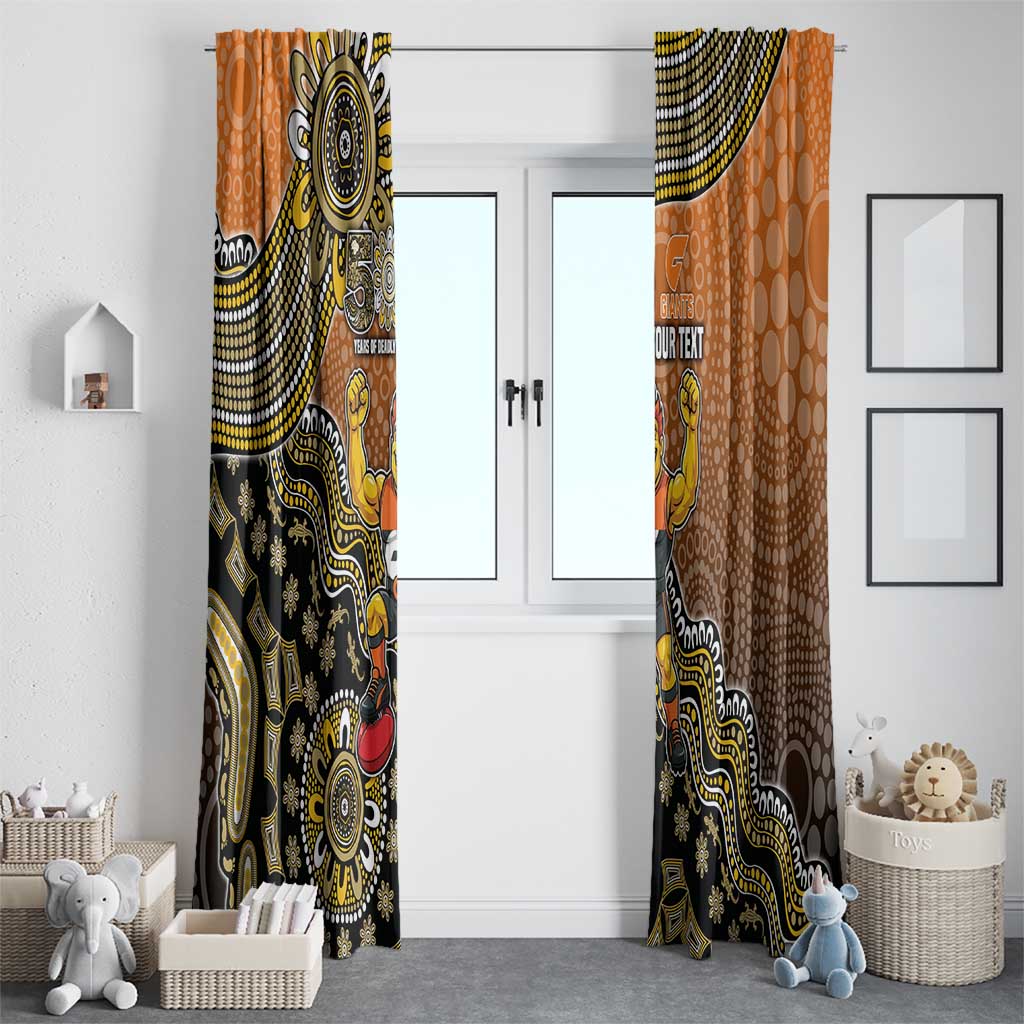 Personalized Giants Football Mascot Window Curtain Aboriginal Dot Art Style Vibrant Indigenous Pattern Design