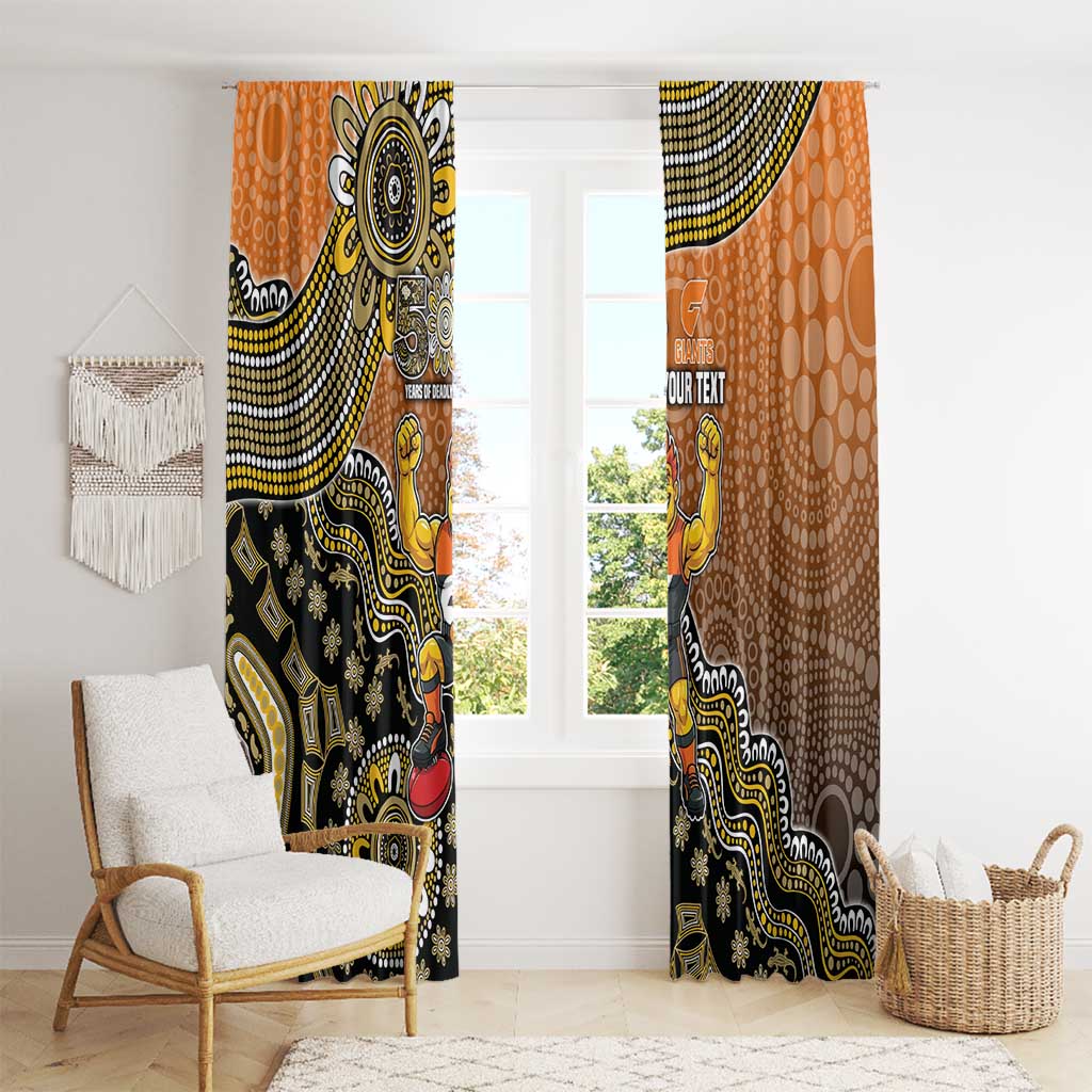 Personalized Giants Football Mascot Window Curtain Aboriginal Dot Art Style Vibrant Indigenous Pattern Design