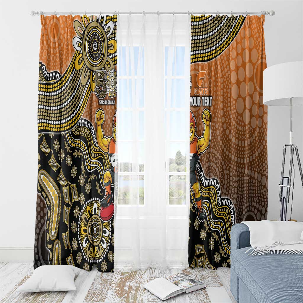 Personalized Giants Football Mascot Window Curtain Aboriginal Dot Art Style Vibrant Indigenous Pattern Design