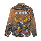 Personalized Giants Football Mascot Women Casual Shirt Aboriginal Dot Art Style Vibrant Indigenous Pattern Design