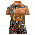 Personalized Giants Football Mascot Women Polo Shirt Aboriginal Dot Art Style Vibrant Indigenous Pattern Design