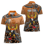 Personalized Giants Football Mascot Women Polo Shirt Aboriginal Dot Art Style Vibrant Indigenous Pattern Design