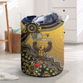 Personalized Hawks Football Mascot Laundry Basket Aboriginal Dot Art Style Vibrant Indigenous Pattern Design