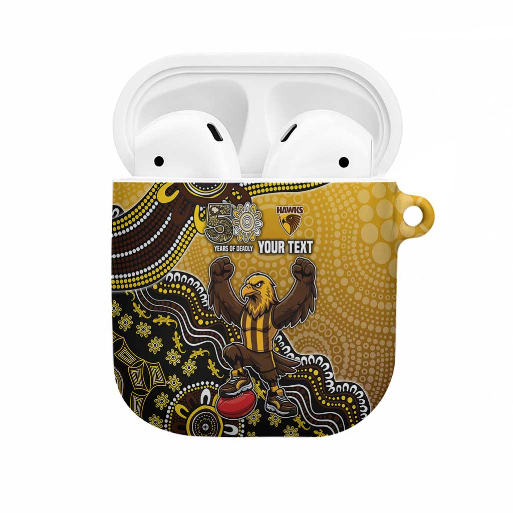 Personalized Hawks Football Mascot AirPods Case Aboriginal Dot Art Style Vibrant Indigenous Pattern Design