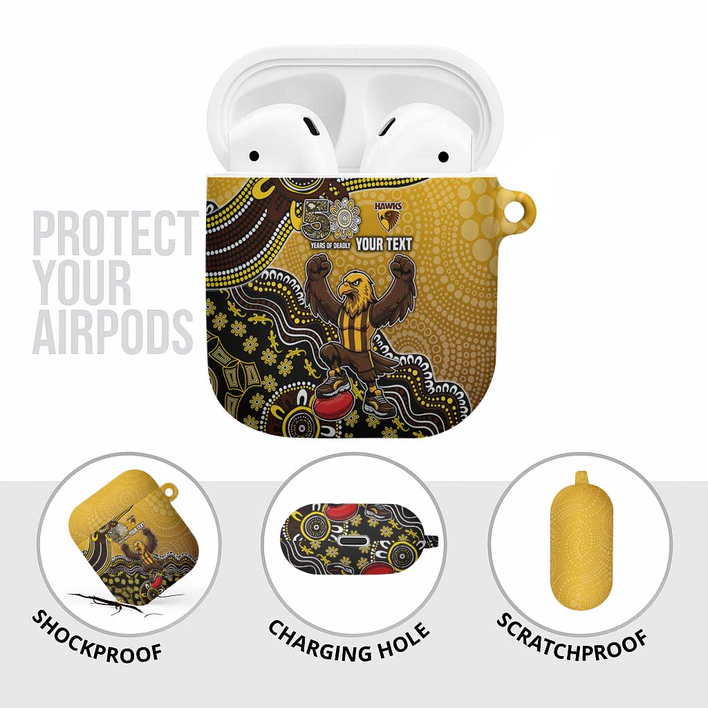 Personalized Hawks Football Mascot AirPods Case Aboriginal Dot Art Style Vibrant Indigenous Pattern Design
