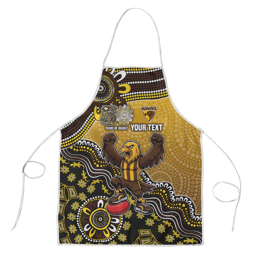 Personalized Hawks Football Mascot Apron Aboriginal Dot Art Style Vibrant Indigenous Pattern Design
