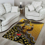Personalized Hawks Football Mascot Area Rug Aboriginal Dot Art Style Vibrant Indigenous Pattern Design