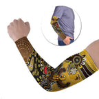 Personalized Hawks Football Mascot Arm Sleeves Aboriginal Dot Art Style Vibrant Indigenous Pattern Design