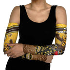 Personalized Hawks Football Mascot Arm Sleeves Aboriginal Dot Art Style Vibrant Indigenous Pattern Design