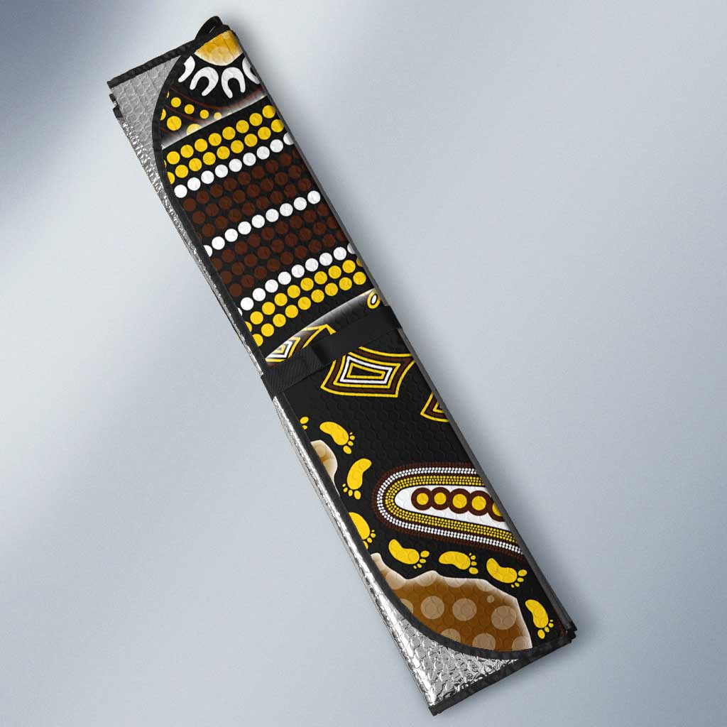 Personalized Hawks Football Mascot Auto Sun Shade Aboriginal Dot Art Style Vibrant Indigenous Pattern Design