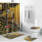 Personalized Hawks Football Mascot Bathroom Set Aboriginal Dot Art Style Vibrant Indigenous Pattern Design