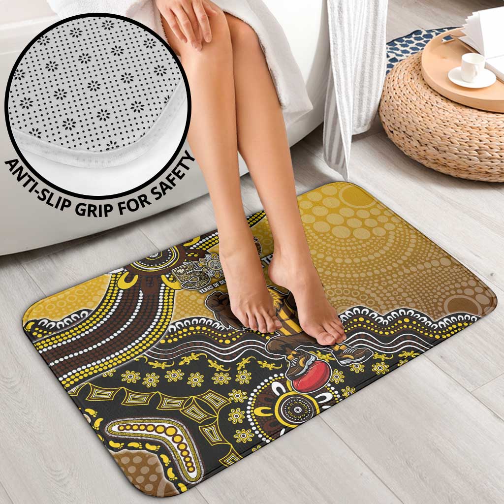 Personalized Hawks Football Mascot Bathroom Set Aboriginal Dot Art Style Vibrant Indigenous Pattern Design