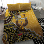 Personalized Hawks Football Mascot Bedding Set Aboriginal Dot Art Style Vibrant Indigenous Pattern Design