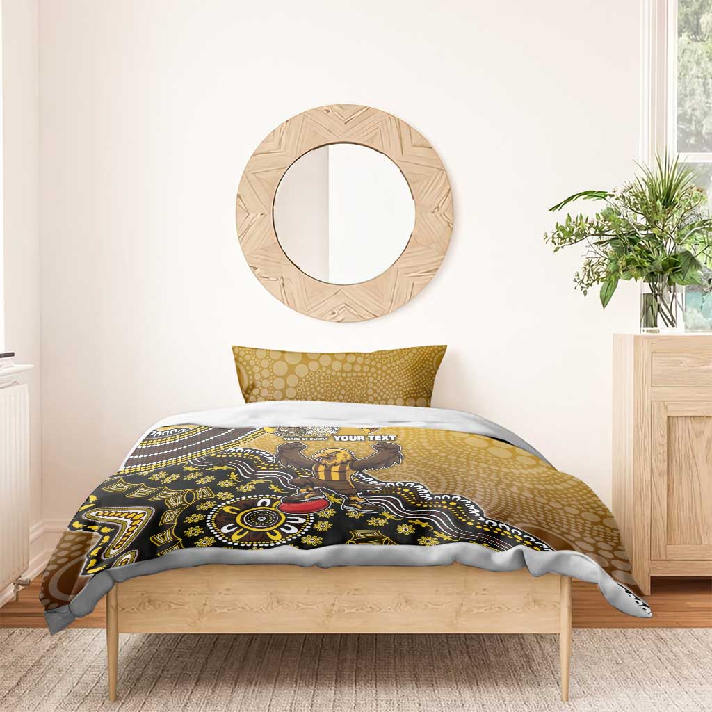Personalized Hawks Football Mascot Bedding Set Aboriginal Dot Art Style Vibrant Indigenous Pattern Design