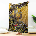 Personalized Hawks Football Mascot Blanket Aboriginal Dot Art Style Vibrant Indigenous Pattern Design