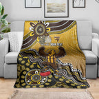 Personalized Hawks Football Mascot Blanket Aboriginal Dot Art Style Vibrant Indigenous Pattern Design