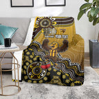 Personalized Hawks Football Mascot Blanket Aboriginal Dot Art Style Vibrant Indigenous Pattern Design