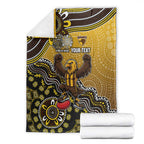 Personalized Hawks Football Mascot Blanket Aboriginal Dot Art Style Vibrant Indigenous Pattern Design