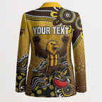 Personalized Hawks Football Mascot Blazer Aboriginal Dot Art Style Vibrant Indigenous Pattern Design