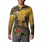 Personalized Hawks Football Mascot Button Sweatshirt Aboriginal Dot Art Style Vibrant Indigenous Pattern Design