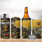 Personalized Hawks Football Mascot 4 in 1 Can Cooler Tumbler Aboriginal Dot Art Style Vibrant Indigenous Pattern Design