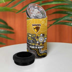Personalized Hawks Football Mascot 4 in 1 Can Cooler Tumbler Aboriginal Dot Art Style Vibrant Indigenous Pattern Design
