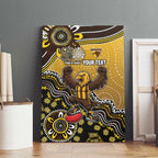 Personalized Hawks Football Mascot Canvas Wall Art Aboriginal Dot Art Style Vibrant Indigenous Pattern Design