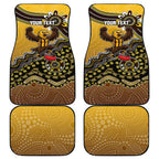 Personalized Hawks Football Mascot Car Mats Aboriginal Dot Art Style Vibrant Indigenous Pattern Design
