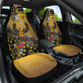 Personalized Hawks Football Mascot Car Seat Cover Aboriginal Dot Art Style Vibrant Indigenous Pattern Design