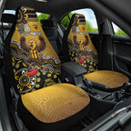 Personalized Hawks Football Mascot Car Seat Cover Aboriginal Dot Art Style Vibrant Indigenous Pattern Design