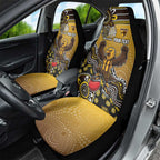 Personalized Hawks Football Mascot Car Seat Cover Aboriginal Dot Art Style Vibrant Indigenous Pattern Design