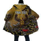 Personalized Hawks Football Mascot Cloak Aboriginal Dot Art Style Vibrant Indigenous Pattern Design