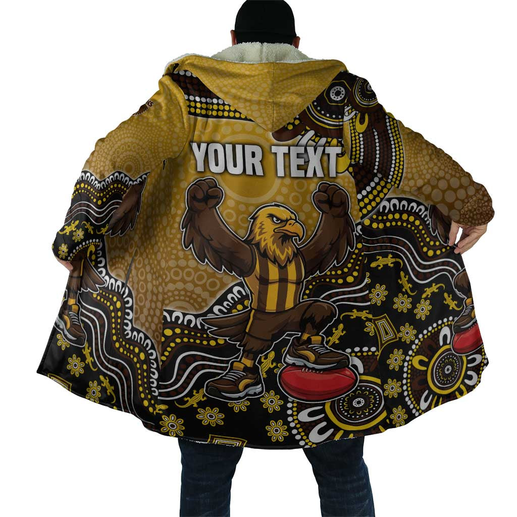 Personalized Hawks Football Mascot Cloak Aboriginal Dot Art Style Vibrant Indigenous Pattern Design